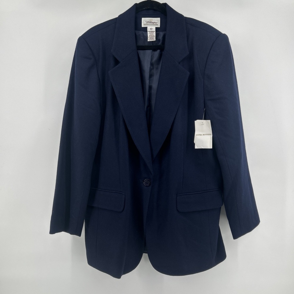 VTG Worthington Navy Blue Blazer 16T NWT Wool Preppy Classic Corporate Career
